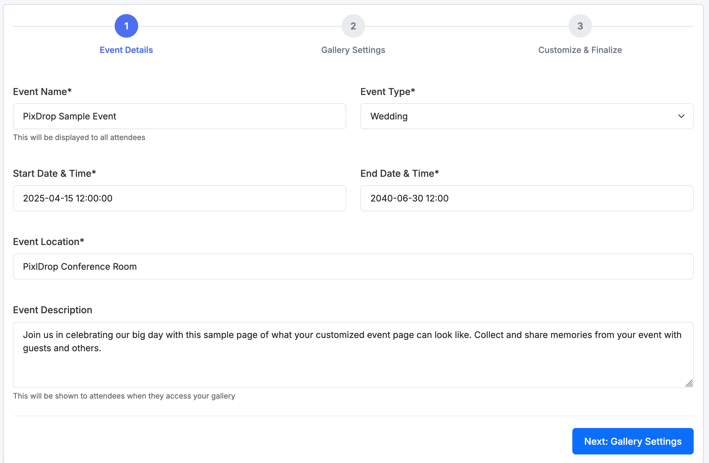 Step 1: Create Event Basic Info